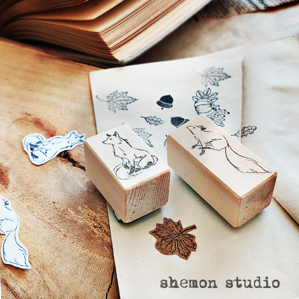 پک دو تایی مهر چوبی طرح روباه بازیگوش